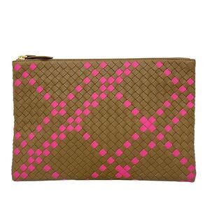 Bottega Veneta Intrecciato Clutch Bag Light Brown Pink